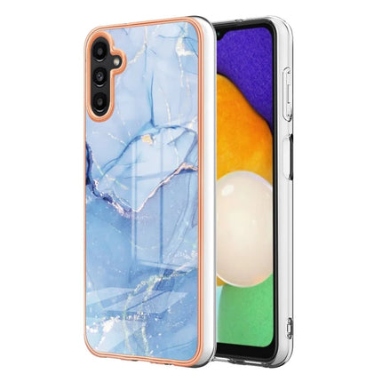 For Samsung Galaxy A36 5G TPU Case Marble Pattern 2.0mm Electroplating Phone Back Cover - Blue