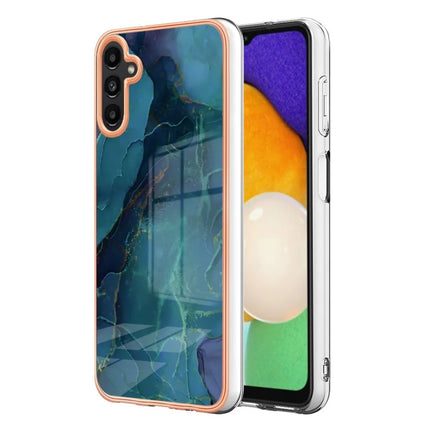 For Samsung Galaxy A36 5G TPU Case Marble Pattern 2.0mm Electroplating Phone Back Cover - Green