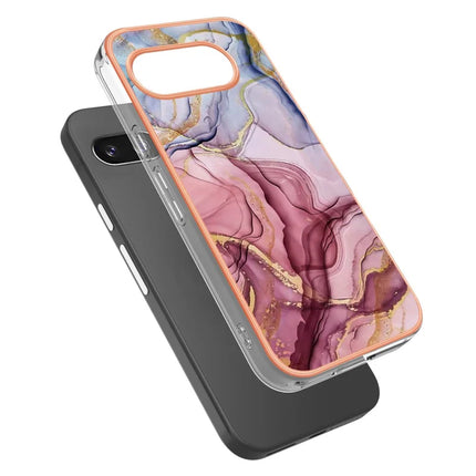 For Google Pixel 9a TPU Case Marble Pattern 2.0mm Electroplating Phone Back Cover