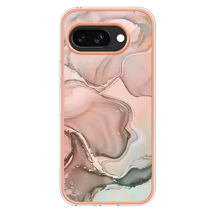 For Google Pixel 9a TPU Case Marble Pattern 2.0mm Electroplating Phone Back Cover