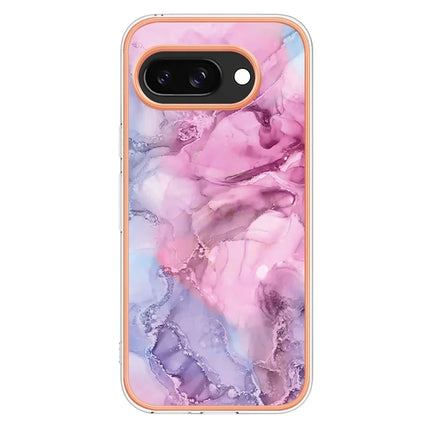For Google Pixel 9a TPU Case Marble Pattern 2.0mm Electroplating Phone Back Cover