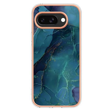 For Google Pixel 9a TPU Case Marble Pattern 2.0mm Electroplating Phone Back Cover