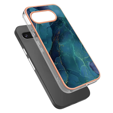 For Google Pixel 9a TPU Case Marble Pattern 2.0mm Electroplating Phone Back Cover