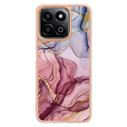 For Honor X7c 4G / Honor 200 Smart 5G TPU Case Marble Pattern 2.0mm Electroplating Phone Back Cover