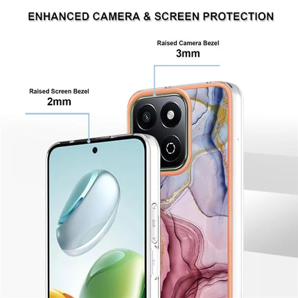 For Honor X7c 4G / Honor 200 Smart 5G TPU Case Marble Pattern 2.0mm Electroplating Phone Back Cover