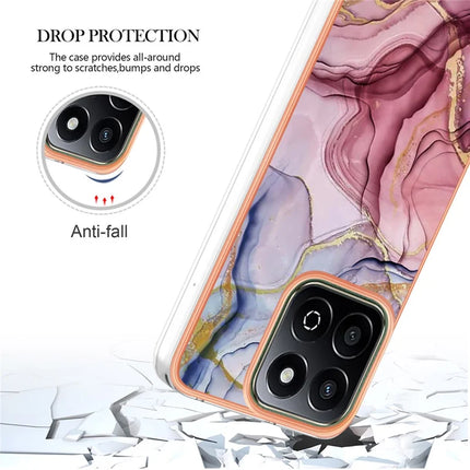 For Honor X7c 4G / Honor 200 Smart 5G TPU Case Marble Pattern 2.0mm Electroplating Phone Back Cover