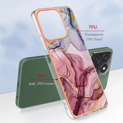 For Honor X7c 4G / Honor 200 Smart 5G TPU Case Marble Pattern 2.0mm Electroplating Phone Back Cover