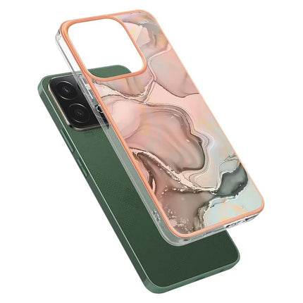 For Honor X7c 4G / Honor 200 Smart 5G TPU Case Marble Pattern 2.0mm Electroplating Phone Back Cover