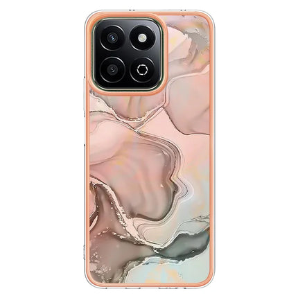 For Honor X7c 4G / Honor 200 Smart 5G TPU Case Marble Pattern 2.0mm Electroplating Phone Back Cover