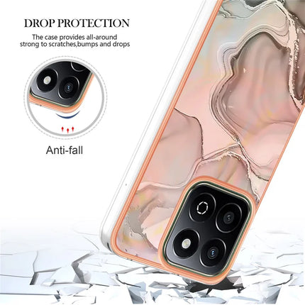 For Honor X7c 4G / Honor 200 Smart 5G TPU Case Marble Pattern 2.0mm Electroplating Phone Back Cover