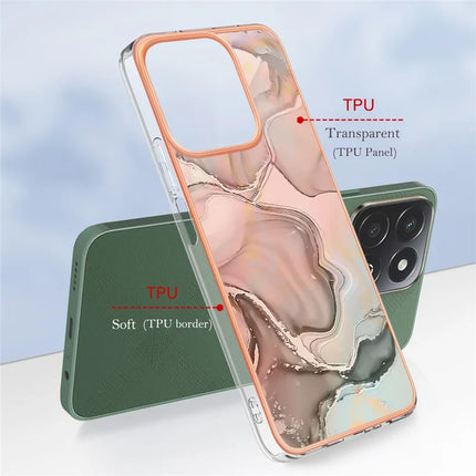 For Honor X7c 4G / Honor 200 Smart 5G TPU Case Marble Pattern 2.0mm Electroplating Phone Back Cover