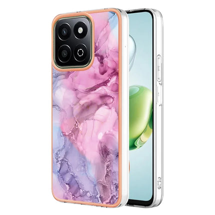 For Honor X7c 4G / Honor 200 Smart 5G TPU Case Marble Pattern 2.0mm Electroplating Phone Back Cover - Rose
