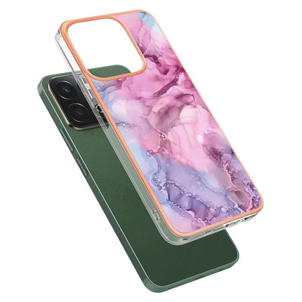 For Honor X7c 4G / Honor 200 Smart 5G TPU Case Marble Pattern 2.0mm Electroplating Phone Back Cover