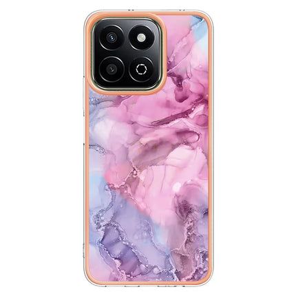 For Honor X7c 4G / Honor 200 Smart 5G TPU Case Marble Pattern 2.0mm Electroplating Phone Back Cover