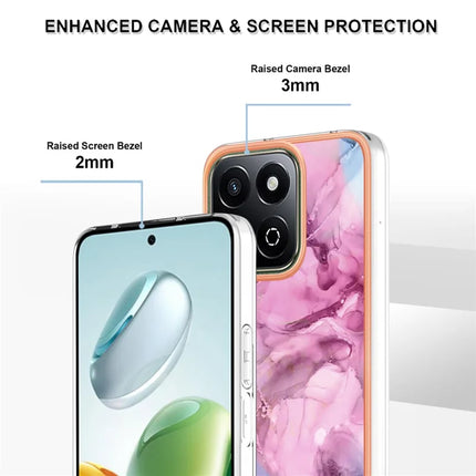 For Honor X7c 4G / Honor 200 Smart 5G TPU Case Marble Pattern 2.0mm Electroplating Phone Back Cover