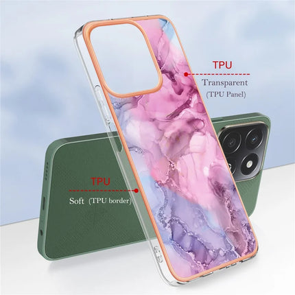 For Honor X7c 4G / Honor 200 Smart 5G TPU Case Marble Pattern 2.0mm Electroplating Phone Back Cover