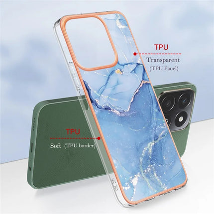 For Honor X7c 4G / Honor 200 Smart 5G TPU Case Marble Pattern 2.0mm Electroplating Phone Back Cover