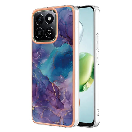 For Honor X7c 4G / Honor 200 Smart 5G TPU Case Marble Pattern 2.0mm Electroplating Phone Back Cover - Purple