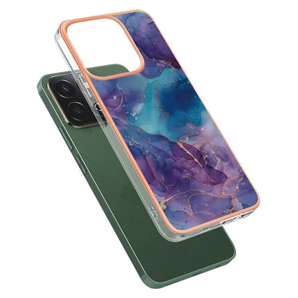 For Honor X7c 4G / Honor 200 Smart 5G TPU Case Marble Pattern 2.0mm Electroplating Phone Back Cover