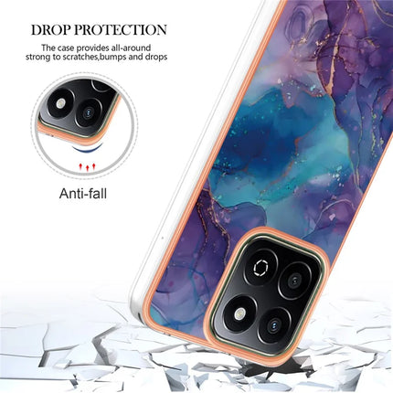 For Honor X7c 4G / Honor 200 Smart 5G TPU Case Marble Pattern 2.0mm Electroplating Phone Back Cover