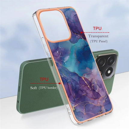 For Honor X7c 4G / Honor 200 Smart 5G TPU Case Marble Pattern 2.0mm Electroplating Phone Back Cover