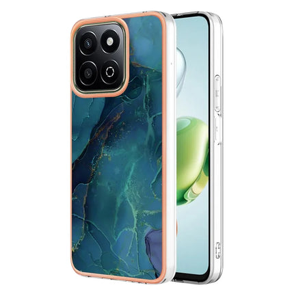For Honor X7c 4G / Honor 200 Smart 5G TPU Case Marble Pattern 2.0mm Electroplating Phone Back Cover - Green
