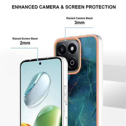 For Honor X7c 4G / Honor 200 Smart 5G TPU Case Marble Pattern 2.0mm Electroplating Phone Back Cover