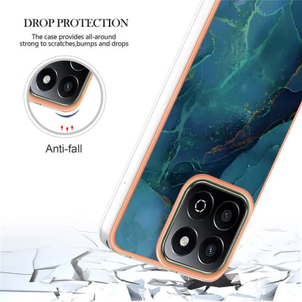 For Honor X7c 4G / Honor 200 Smart 5G TPU Case Marble Pattern 2.0mm Electroplating Phone Back Cover