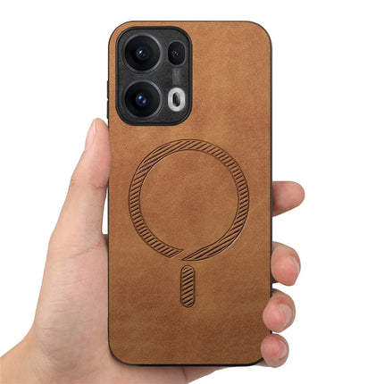 For Oppo Reno13 Pro 5G Leather Back Case Compatible with MagSafe Skin-touch Phone Cover