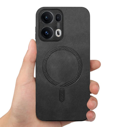 For Oppo Reno13 Pro 5G Leather Back Case Compatible with MagSafe Skin-touch Phone Cover