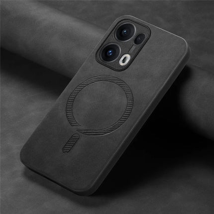 For Oppo Reno13 Pro 5G Leather Back Case Compatible with MagSafe Skin-touch Phone Cover