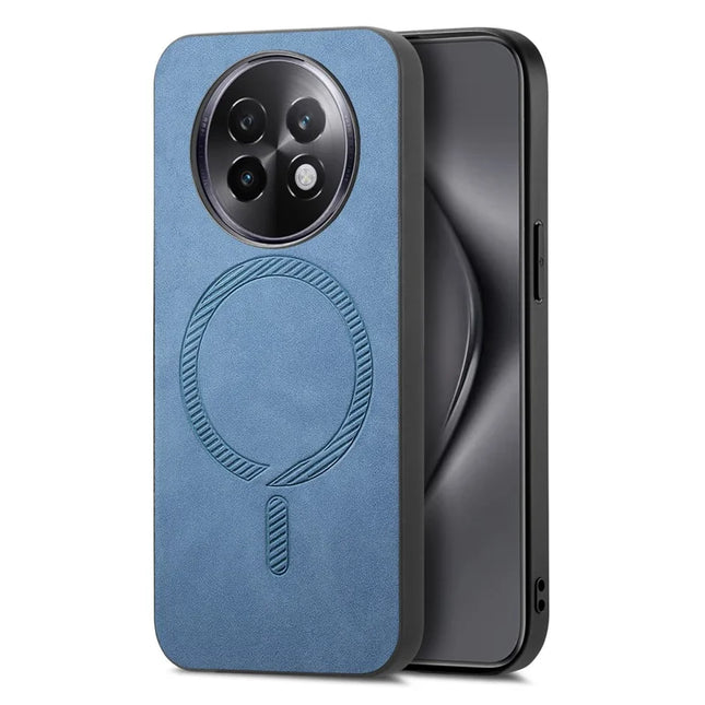 For Realme 13 Pro 5G (Global) Leather Back Case Compatible with MagSafe Skin-touch Phone Cover - Blue