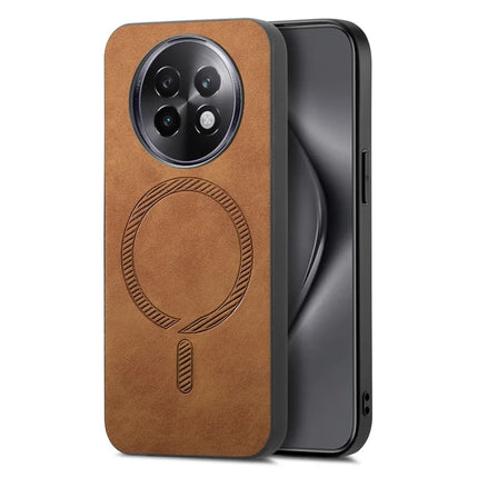 For Realme 13 Pro 5G (Global) Leather Back Case Compatible with MagSafe Skin-touch Phone Cover - Brown
