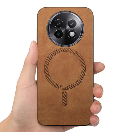 For Realme 13 Pro 5G (Global) Leather Back Case Compatible with MagSafe Skin-touch Phone Cover