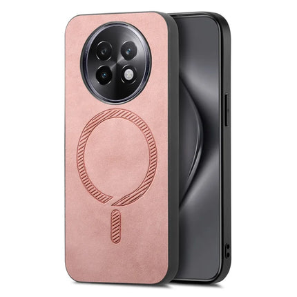 For Realme 13 Pro 5G (Global) Leather Back Case Compatible with MagSafe Skin-touch Phone Cover - Pink