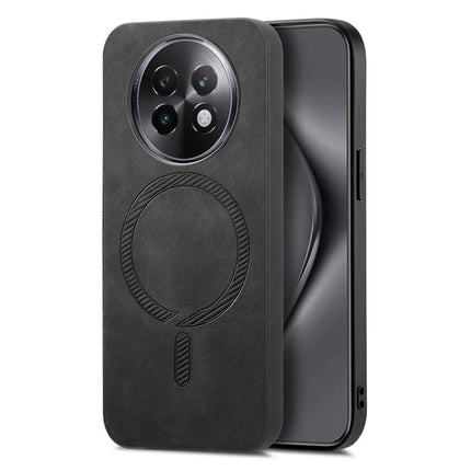 For Realme 13 Pro 5G (Global) Leather Back Case Compatible with MagSafe Skin-touch Phone Cover - Black