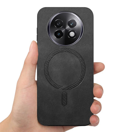 For Realme 13 Pro 5G (Global) Leather Back Case Compatible with MagSafe Skin-touch Phone Cover