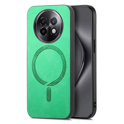 For Realme 13 Pro 5G (Global) Leather Back Case Compatible with MagSafe Skin-touch Phone Cover - Green