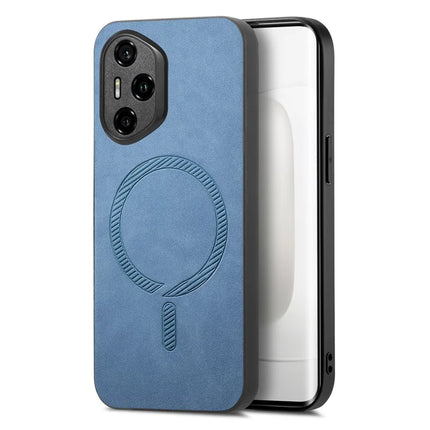 For Honor 300 Pro Leather Back Case Compatible with MagSafe Skin-touch Phone Cover - Blue