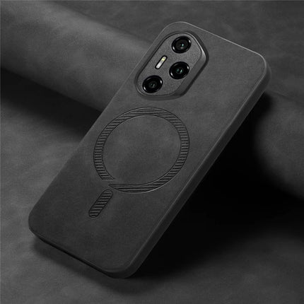 For Honor 300 Pro Leather Back Case Compatible with MagSafe Skin-touch Phone Cover