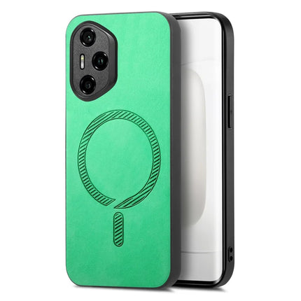 For Honor 300 Pro Leather Back Case Compatible with MagSafe Skin-touch Phone Cover - Green