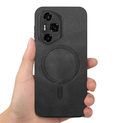 For Honor 300 Ultra Leather Back Case Compatible with MagSafe Skin-touch Phone Cover
