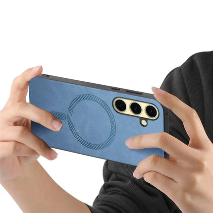 For Samsung Galaxy A36 5G Leather Back Case Compatible with MagSafe Skin-Touch Phone Cover