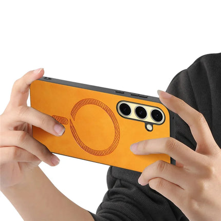 For Samsung Galaxy A36 5G Leather Back Case Compatible with MagSafe Skin-Touch Phone Cover