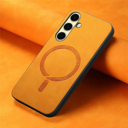 For Samsung Galaxy A36 5G Leather Back Case Compatible with MagSafe Skin-Touch Phone Cover