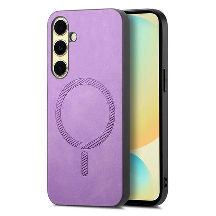 For Samsung Galaxy A36 5G Leather Back Case Compatible with MagSafe Skin-Touch Phone Cover - Purple