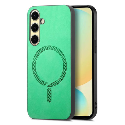 For Samsung Galaxy A36 5G Leather Back Case Compatible with MagSafe Skin-Touch Phone Cover - Green
