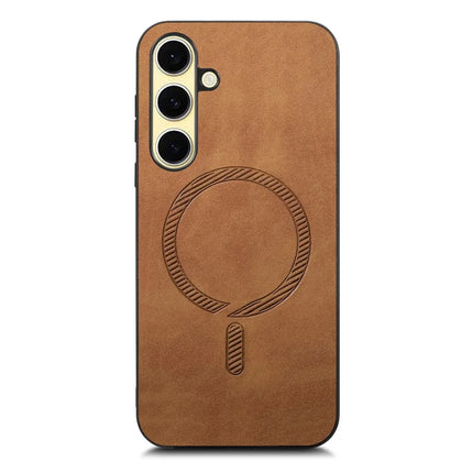 For Samsung Galaxy A26 5G Leather Back Case Compatible with MagSafe Skin-touch Phone Cover - Brown