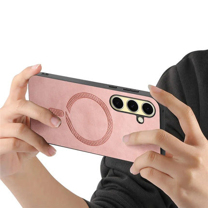 For Samsung Galaxy A26 5G Leather Back Case Compatible with MagSafe Skin-touch Phone Cover