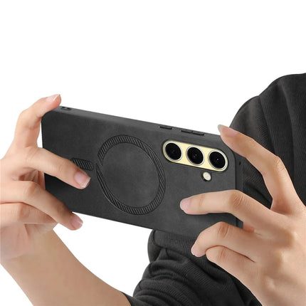 For Samsung Galaxy A26 5G Leather Back Case Compatible with MagSafe Skin-touch Phone Cover